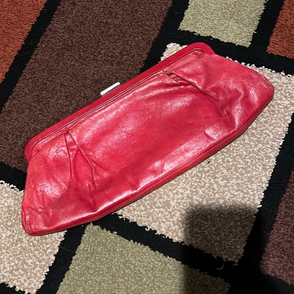 Vintage Hobo International Red Leather Clutch - Picture 1 of 5